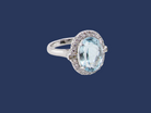 Aquamarine and Diamond Cluster Ring