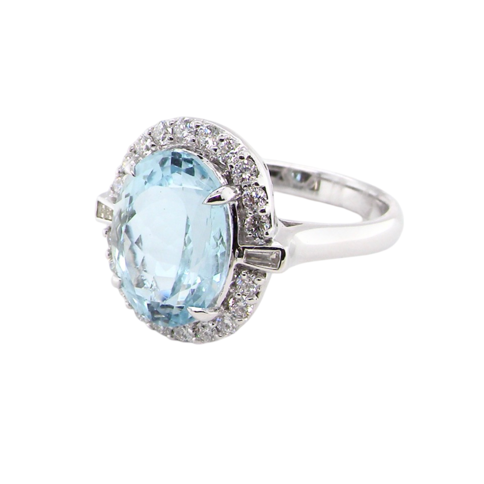 An impressive Aquamarine and Diamond Ring