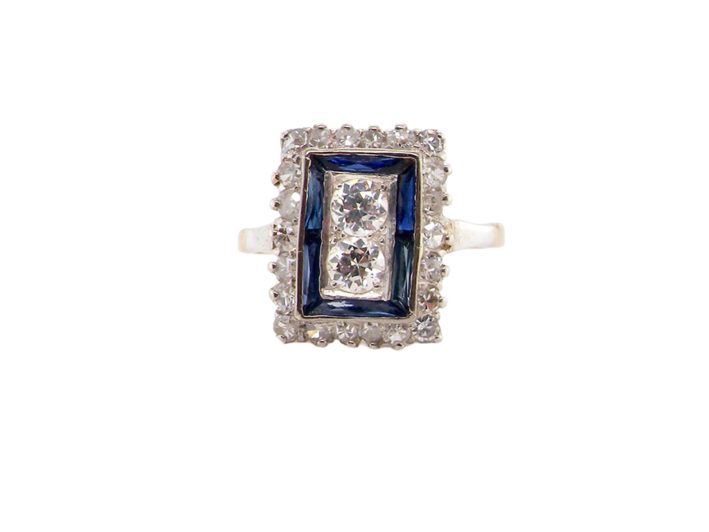  Art Deco sapphire and diamond cluster ring