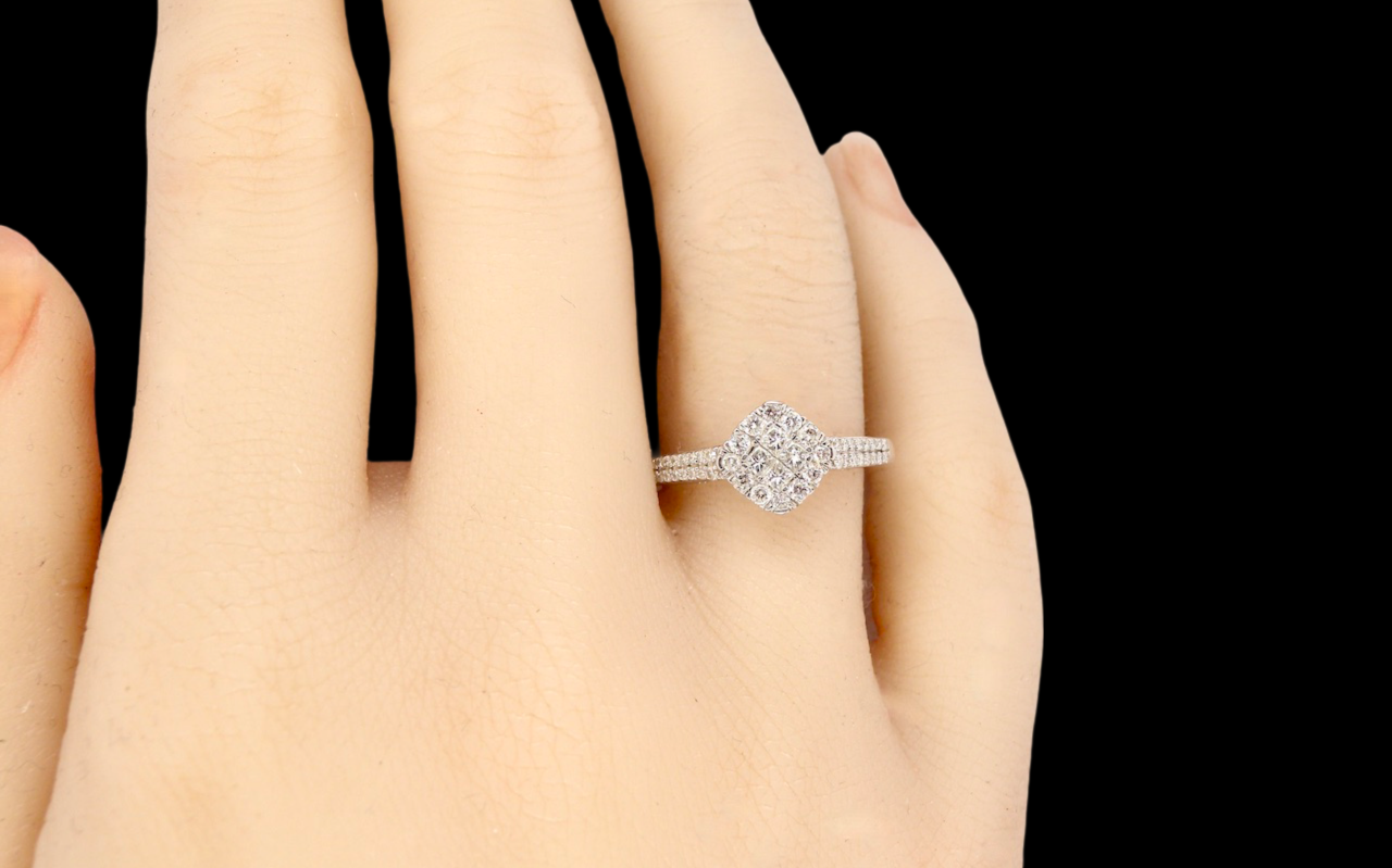 white gold diamond cluster ring