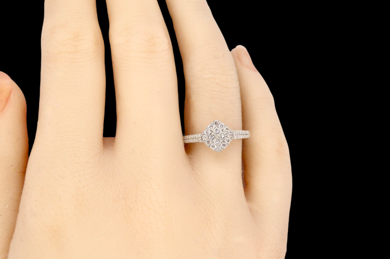 white gold diamond cluster ring