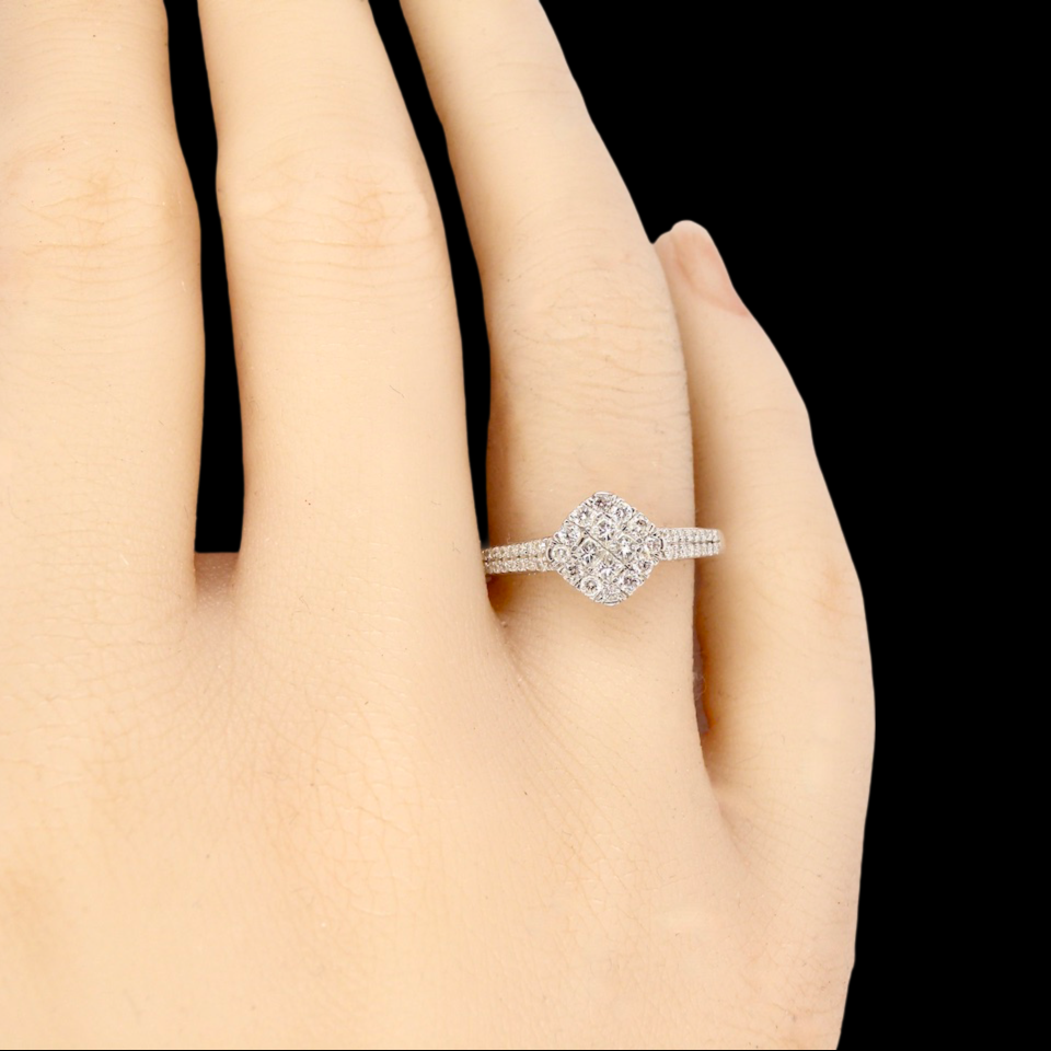 white gold diamond cluster ring