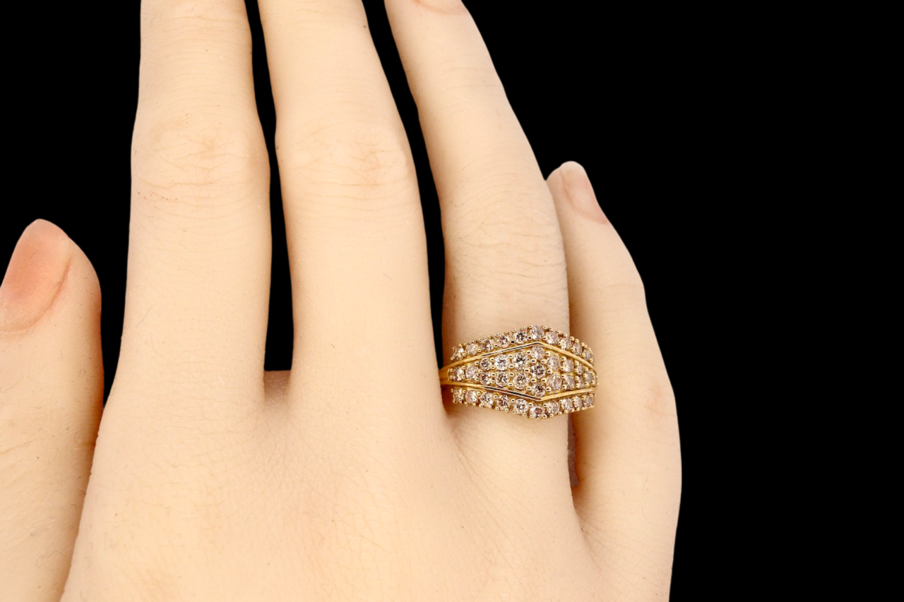 A multi cluster diamond ring on a finger