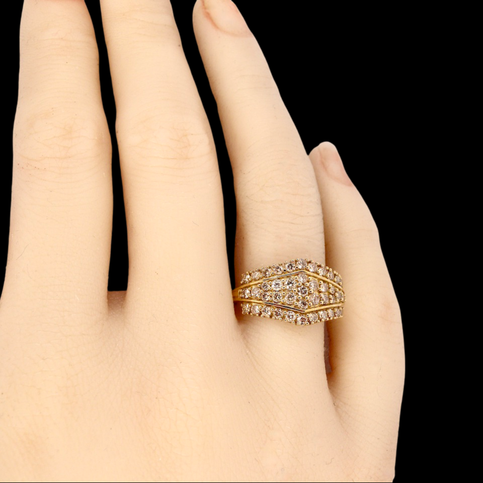 A multi cluster diamond ring on a finger
