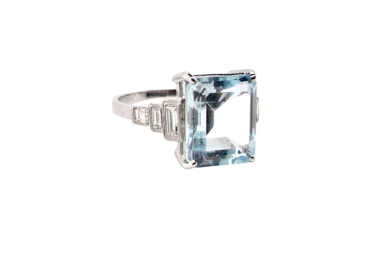 Aquamarine and Diamond Ring