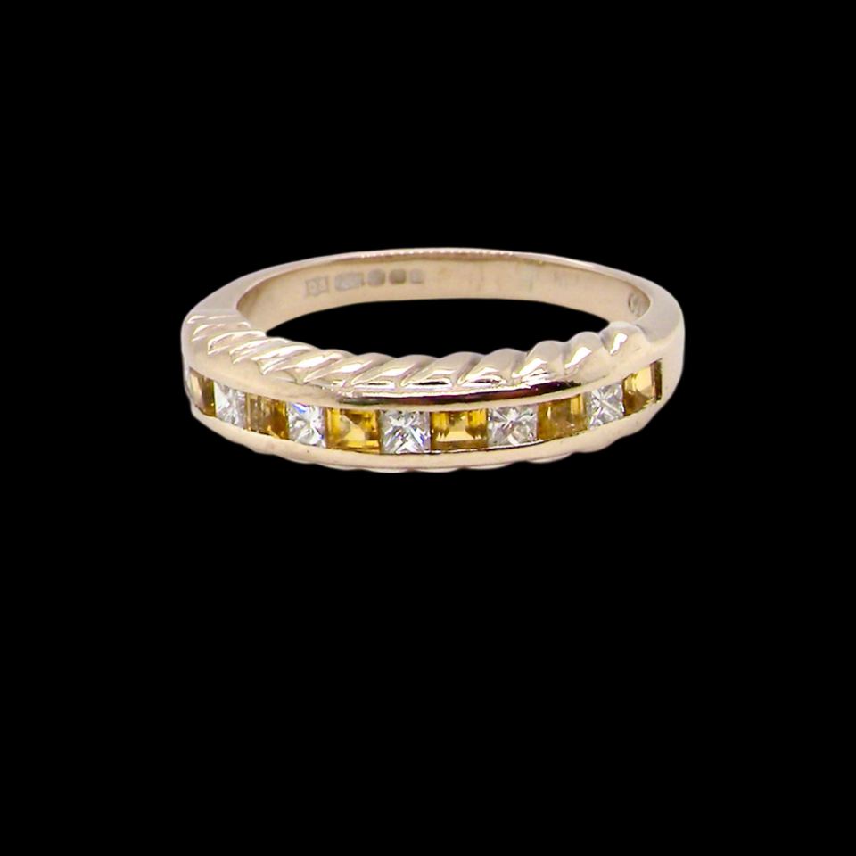 yellow sapphire and diamond eternity ring