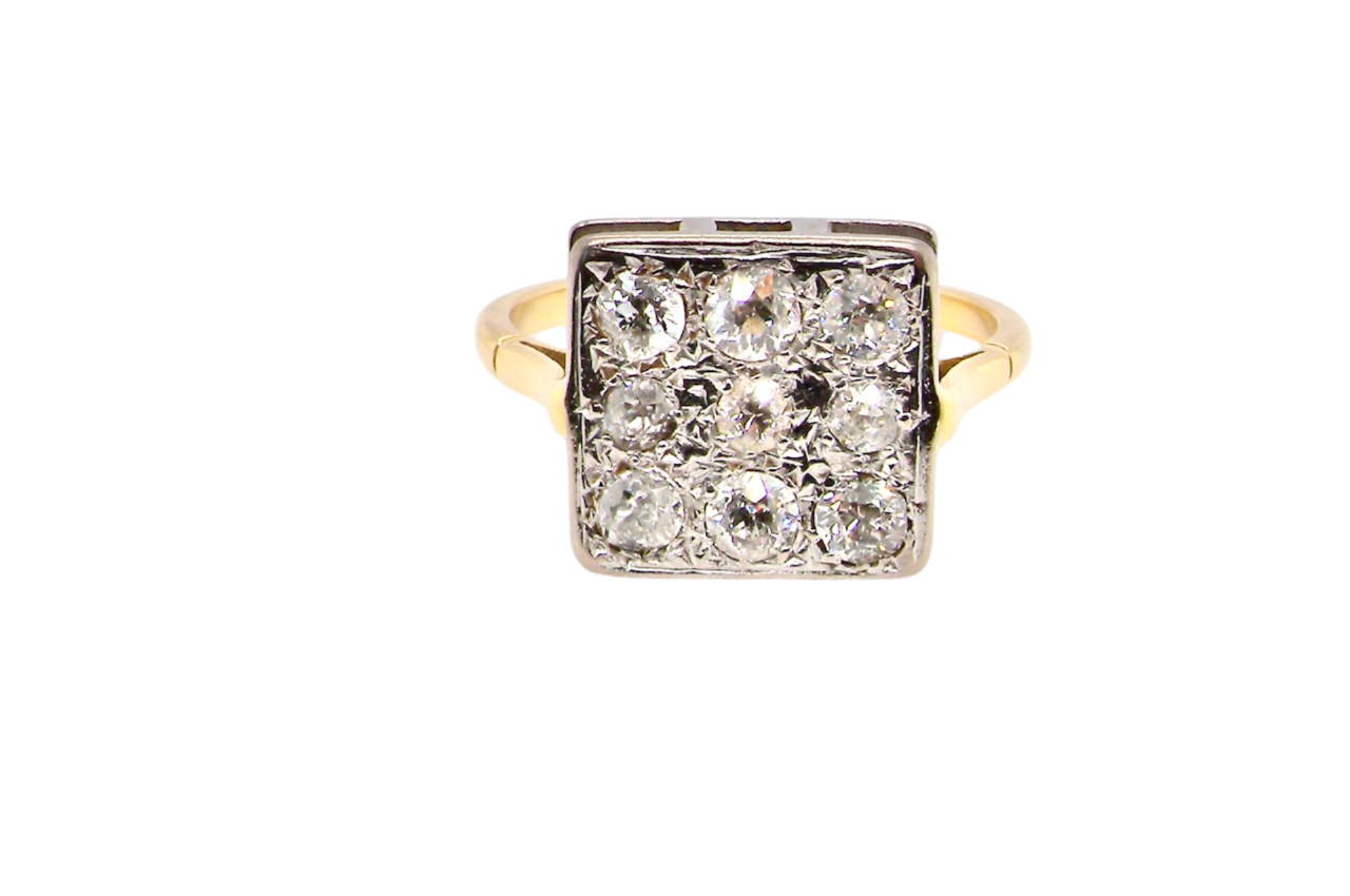 plaque style Art Deco diamond ring