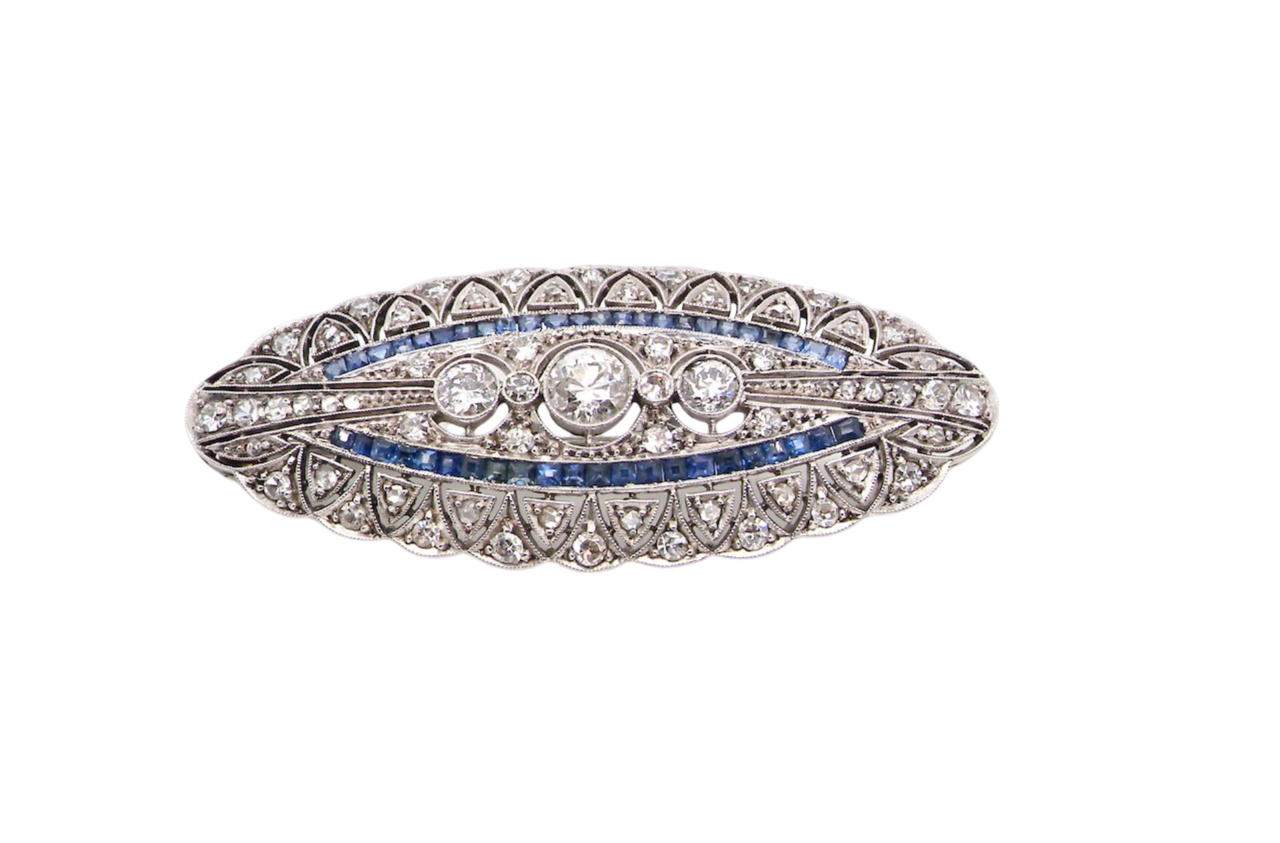 A Fine Sapphire and Diamond Brooch