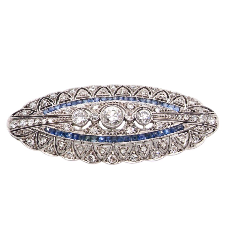 A Fine Sapphire and Diamond Brooch