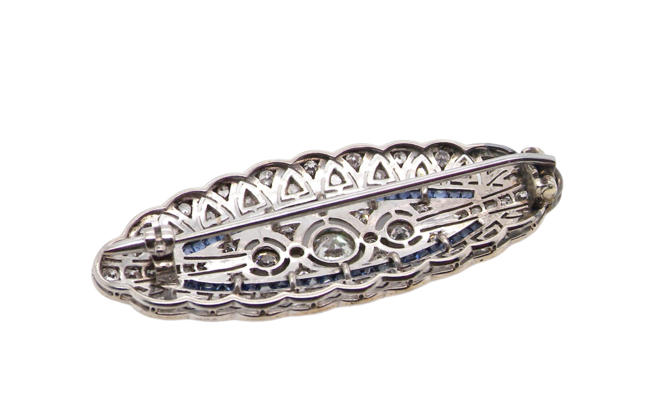 A Fine Sapphire and Diamond Brooch rear view