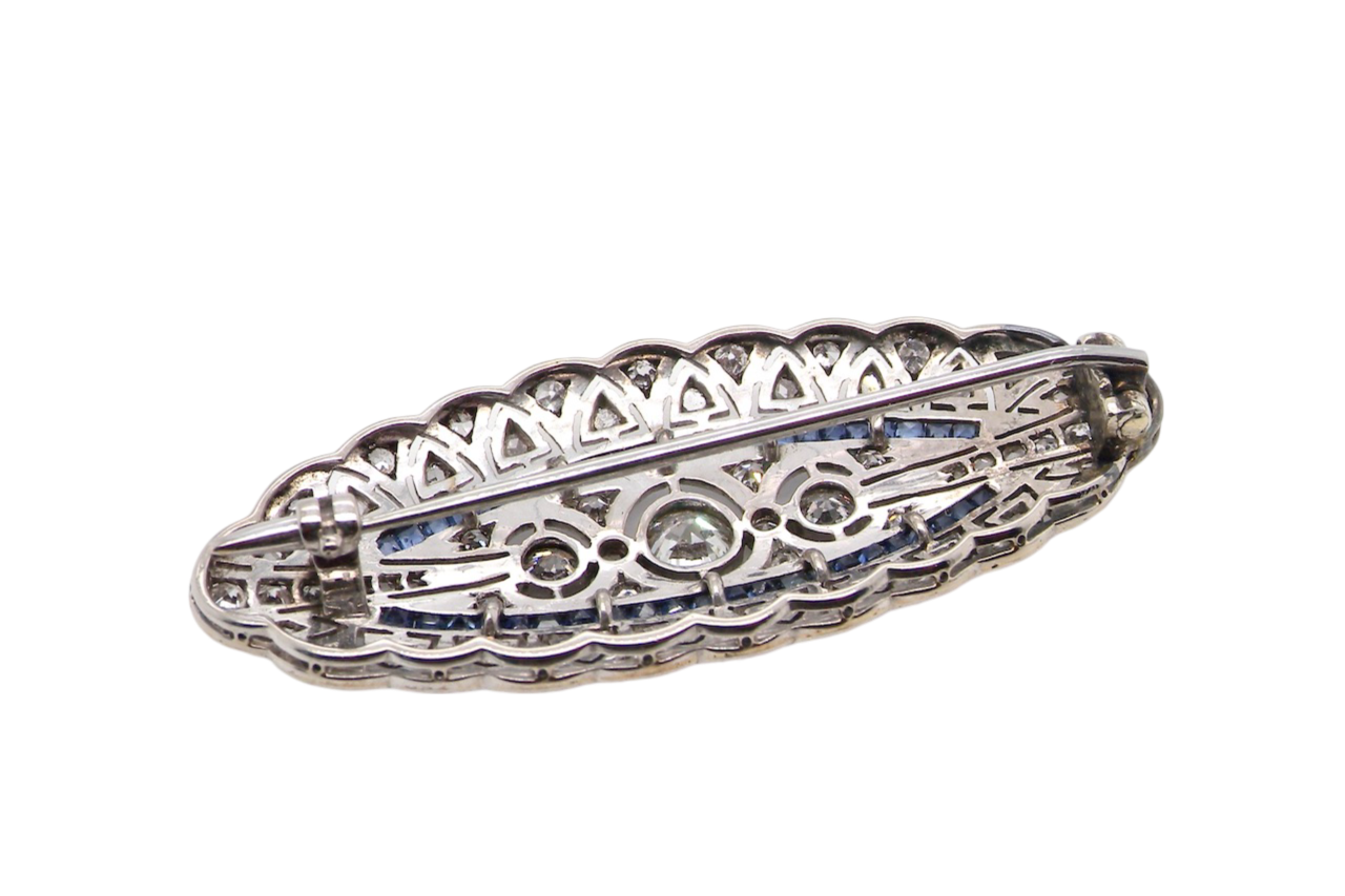A Fine Sapphire and Diamond Brooch rear view