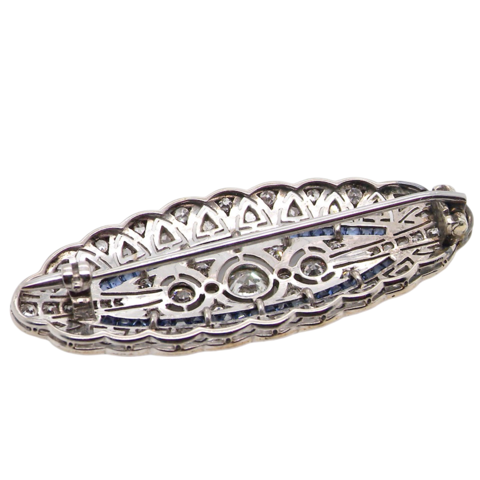 A Fine Sapphire and Diamond Brooch rear view