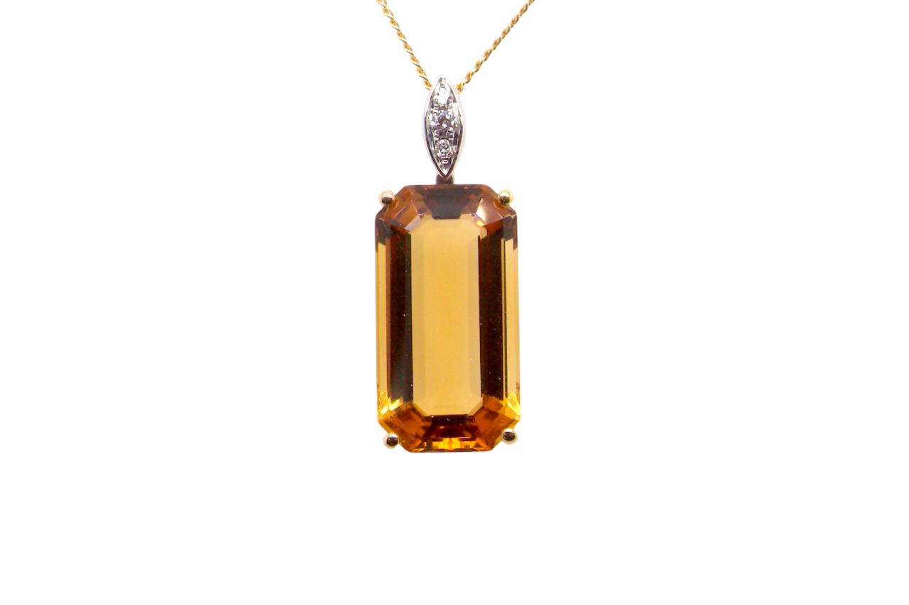 A Citrine and Diamond Pendant