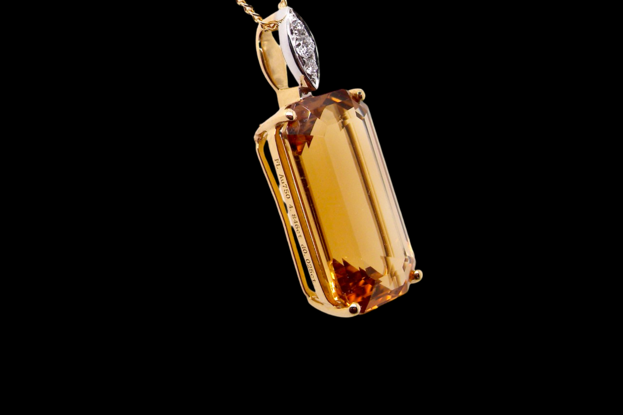 A Citrine and Diamond Pendant side view