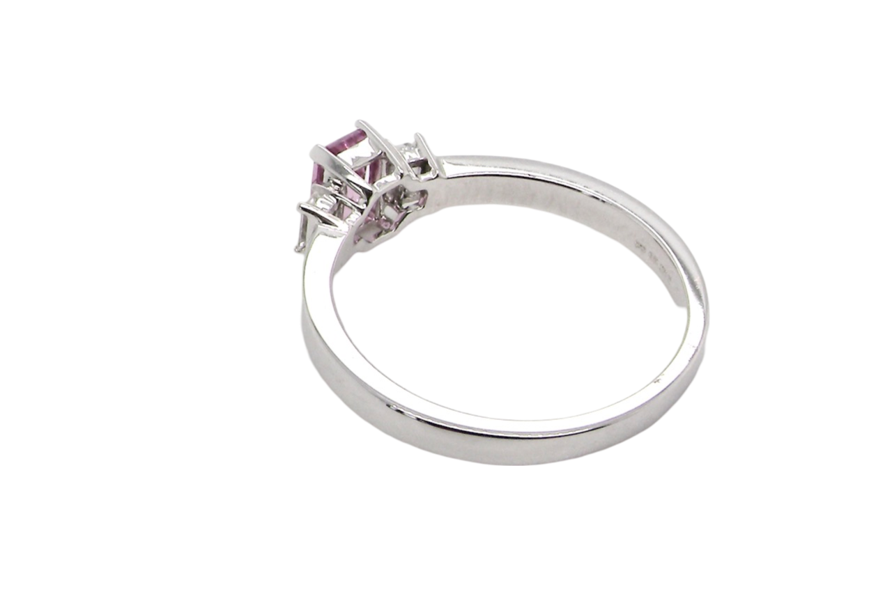 A Pink Sapphire and Diamond Ring rear view