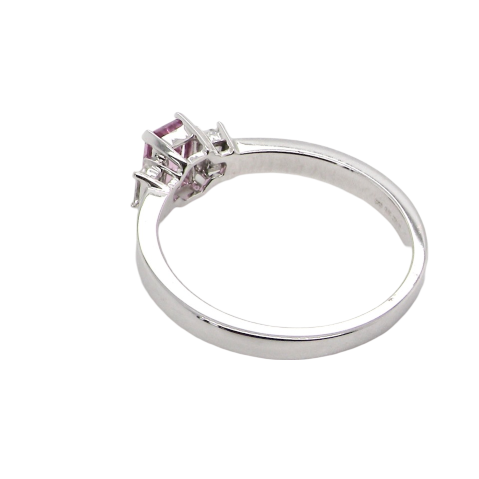 A Pink Sapphire and Diamond Ring rear view