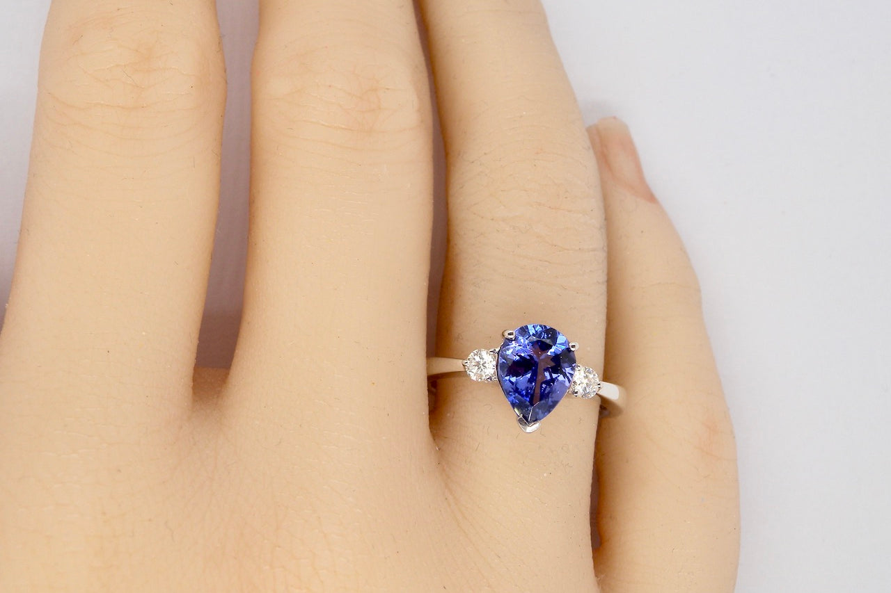 A Tanzanite and Diamond Ring finger view
