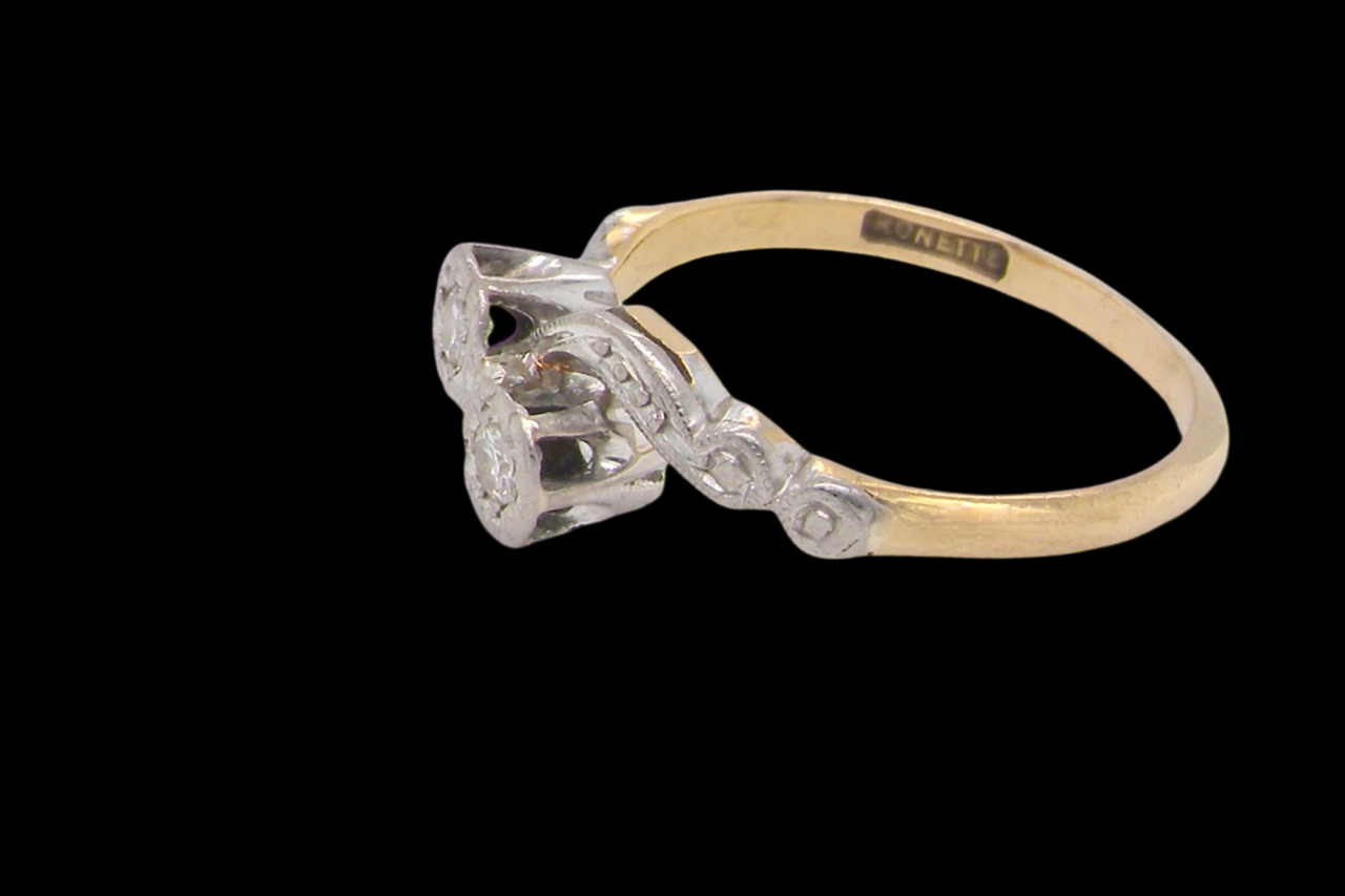 A Vintage Two Stone Diamond Ring side view