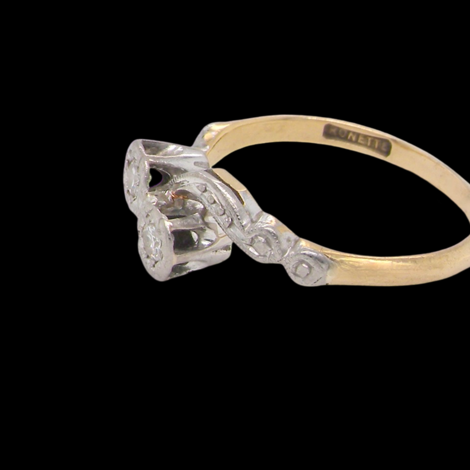 A Vintage Two Stone Diamond Ring side view