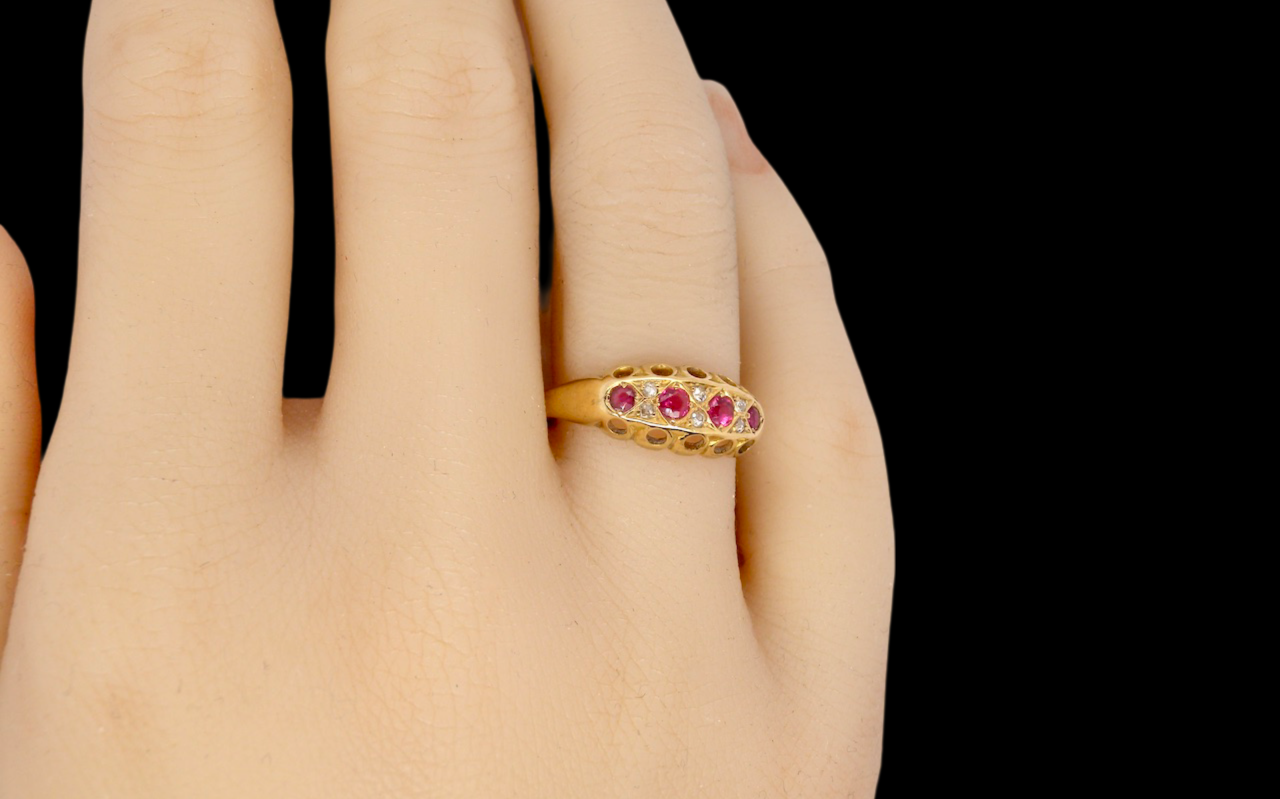 Edwardian ruby and diamond ring finger view