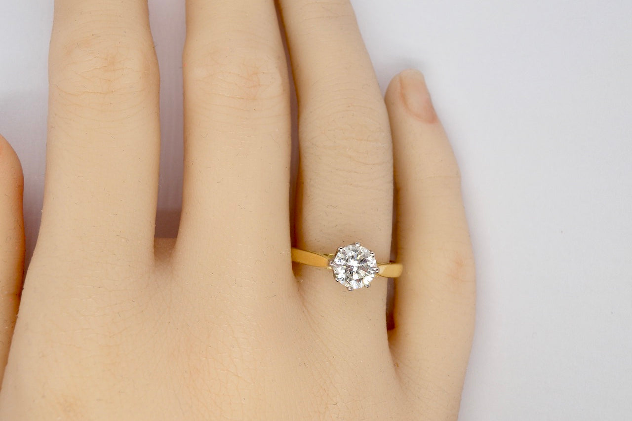 An iconic Solitaire Diamond Ring finger view