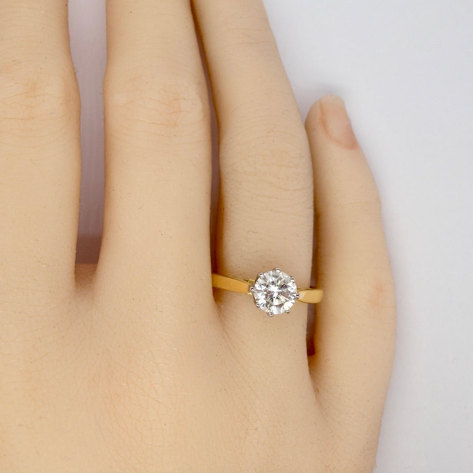 An iconic Solitaire Diamond Ring finger view