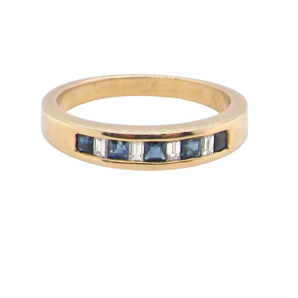 9 carat gold sapphire and diamond eternity ring