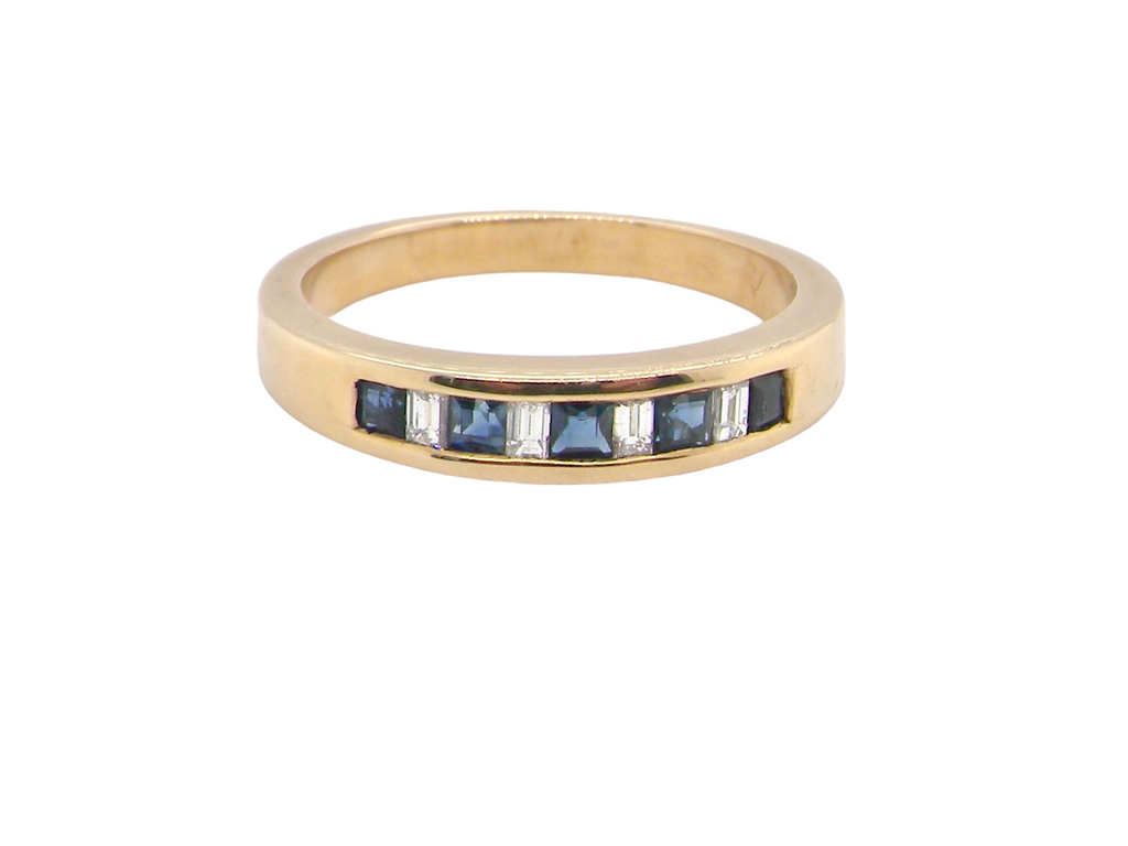 9 carat gold sapphire and diamond eternity ring