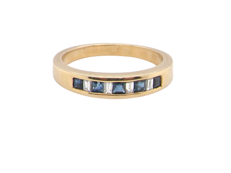 9 carat gold sapphire and diamond eternity ring