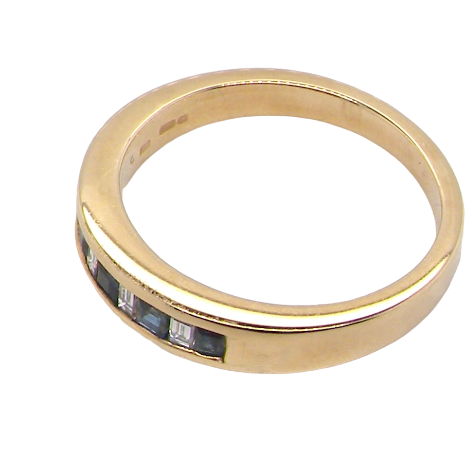 gold sapphire / diamond eternity ring