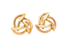 Pair of gold knot earrings on a white background
