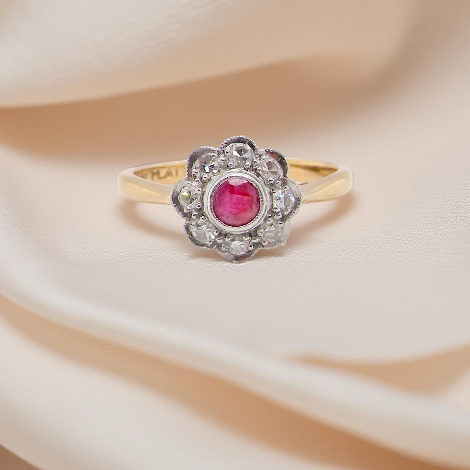 Ruby diamond vintage ring