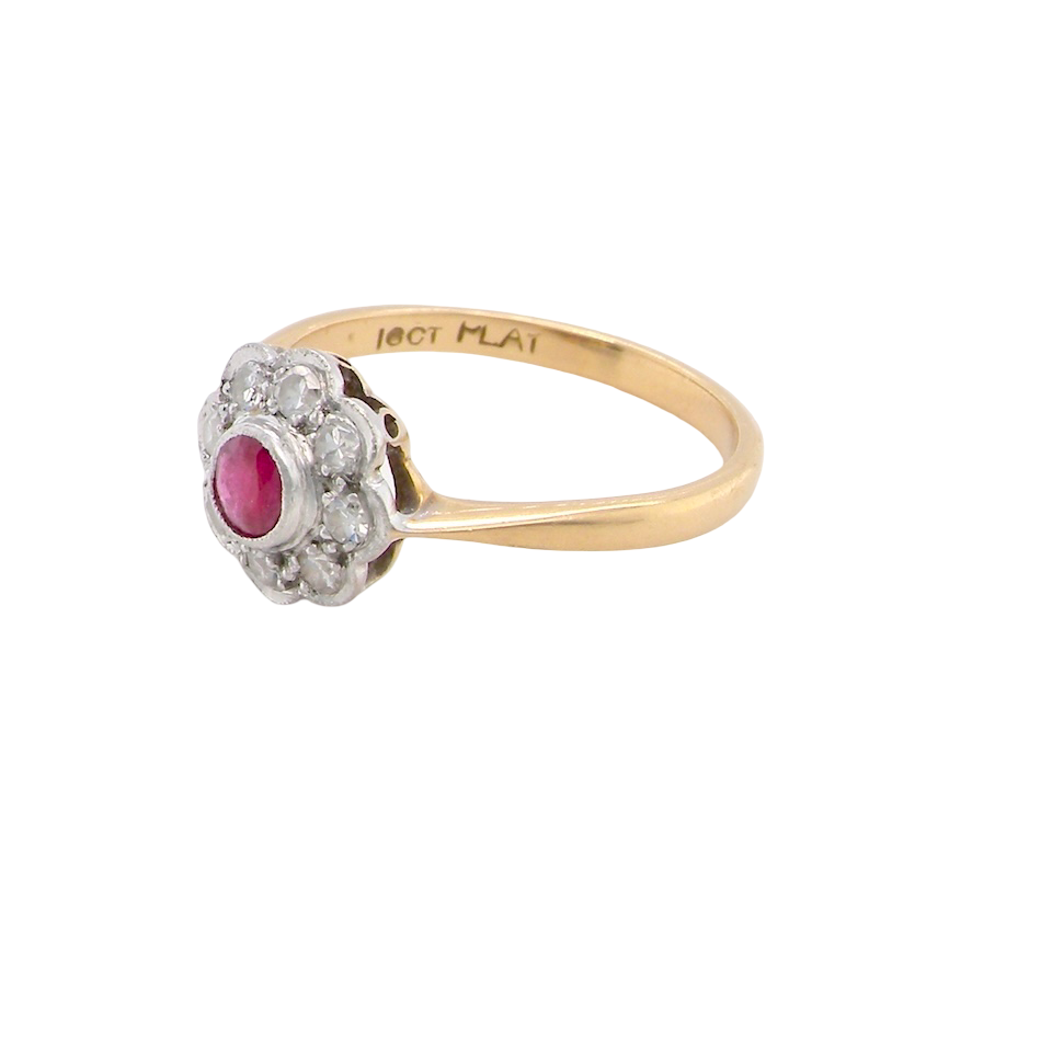 Ruby diamond cluster ring