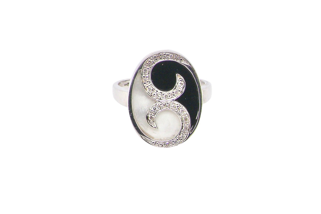 Vintage diamond onyx dress ring