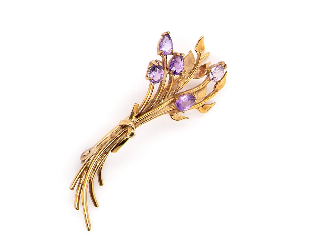 Vintage amethyst floral shaped brooch