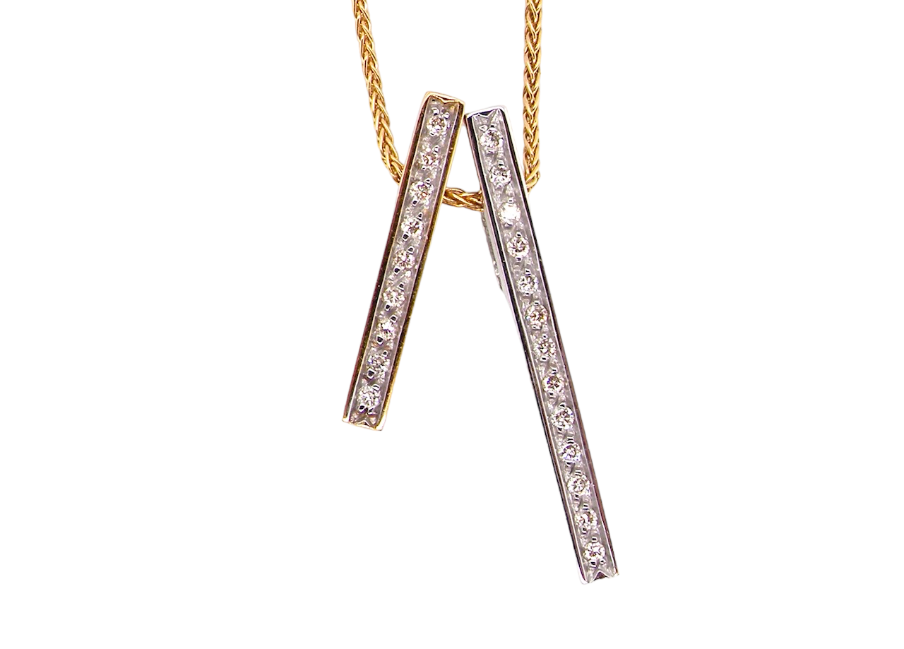 double bar diamond pendant