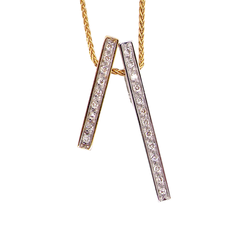 double bar diamond pendant