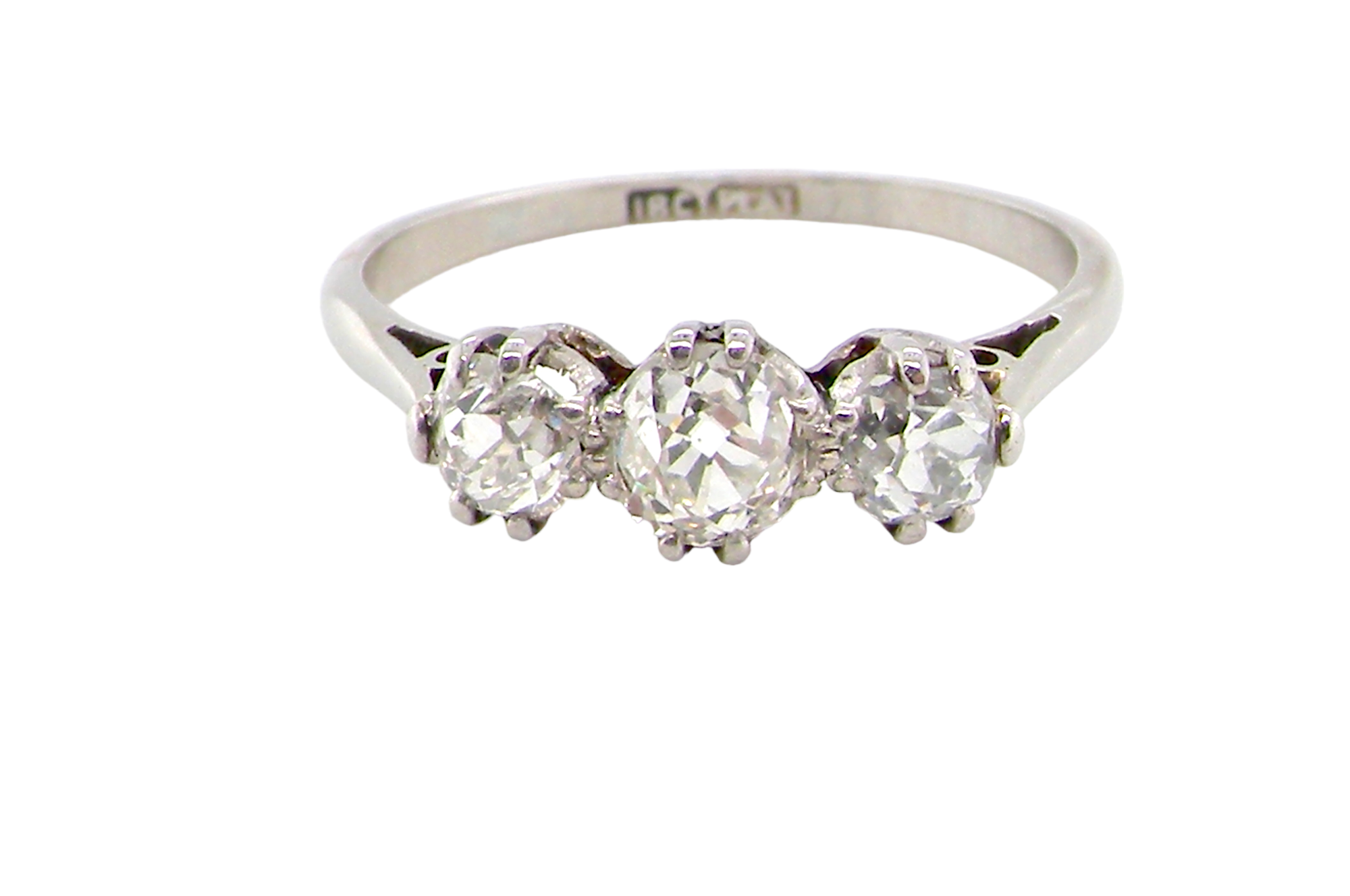 vintage three stone diamond ring