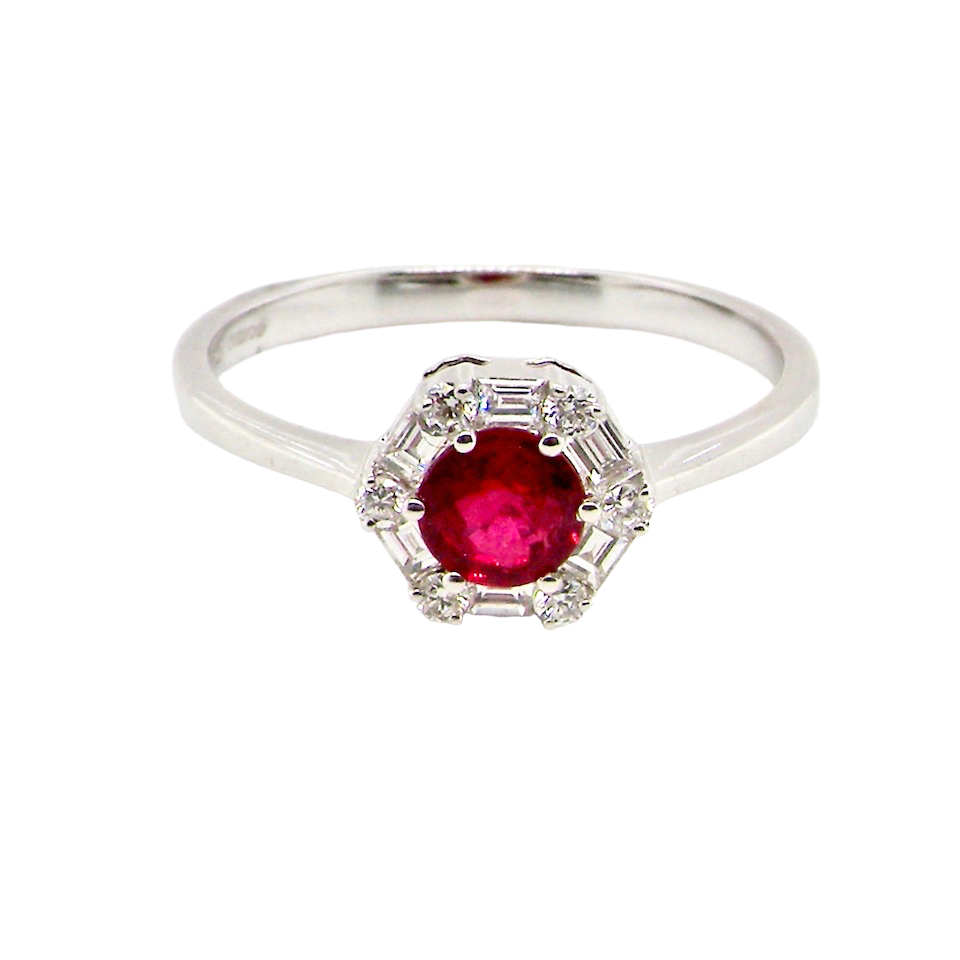 pretty ruby and diamond cluster ring
