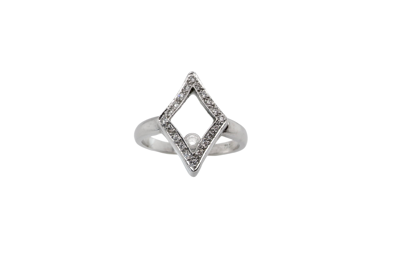 A marquise shaped 'Happy Diamonds' style ring