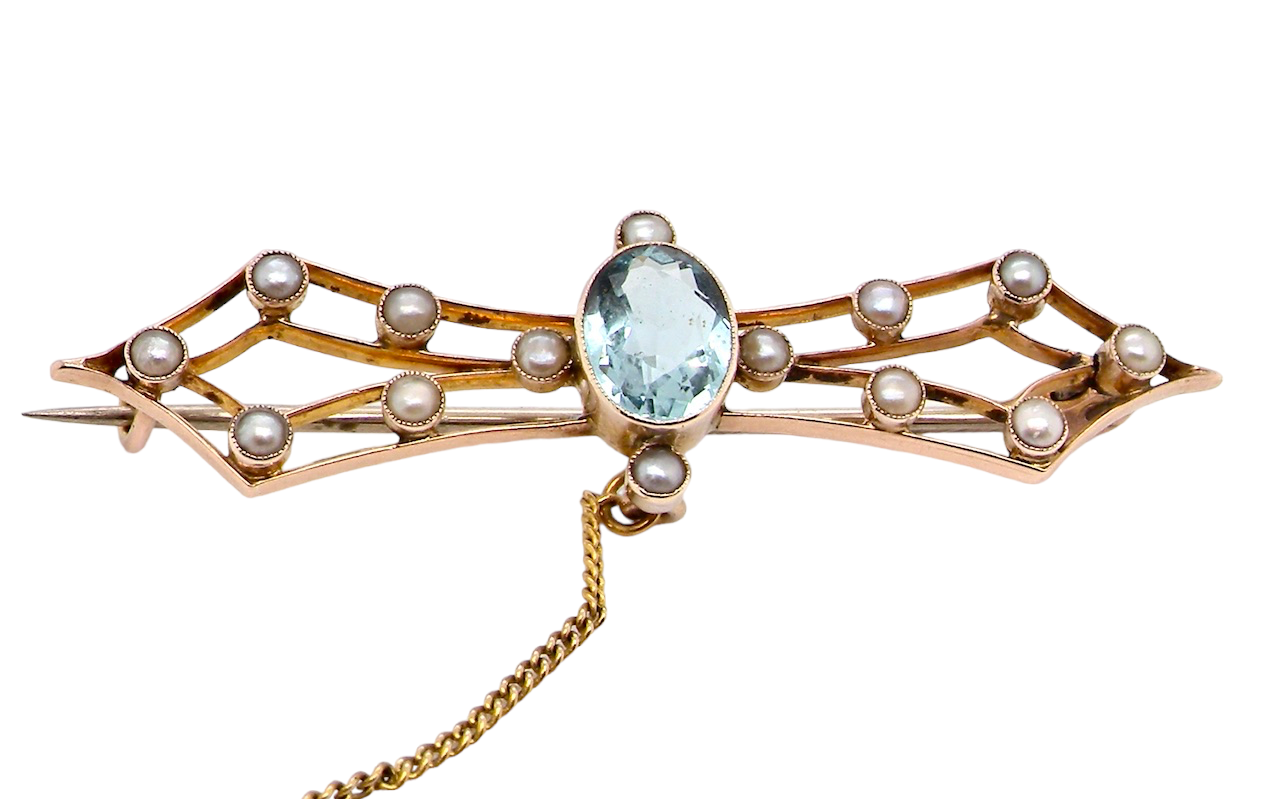 AQUAMARINE BAR BROOCH