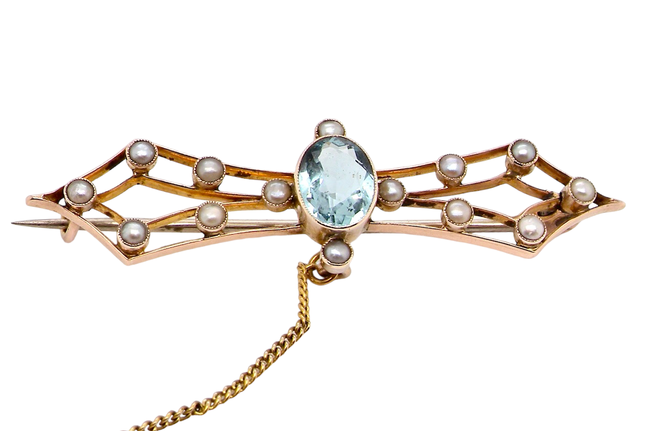 AQUAMARINE BAR BROOCH