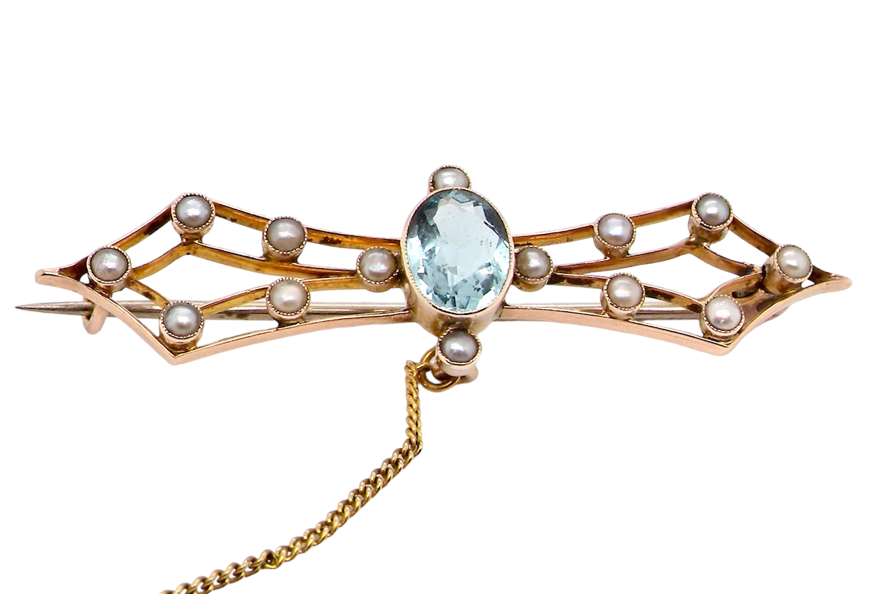AQUAMARINE BAR BROOCH