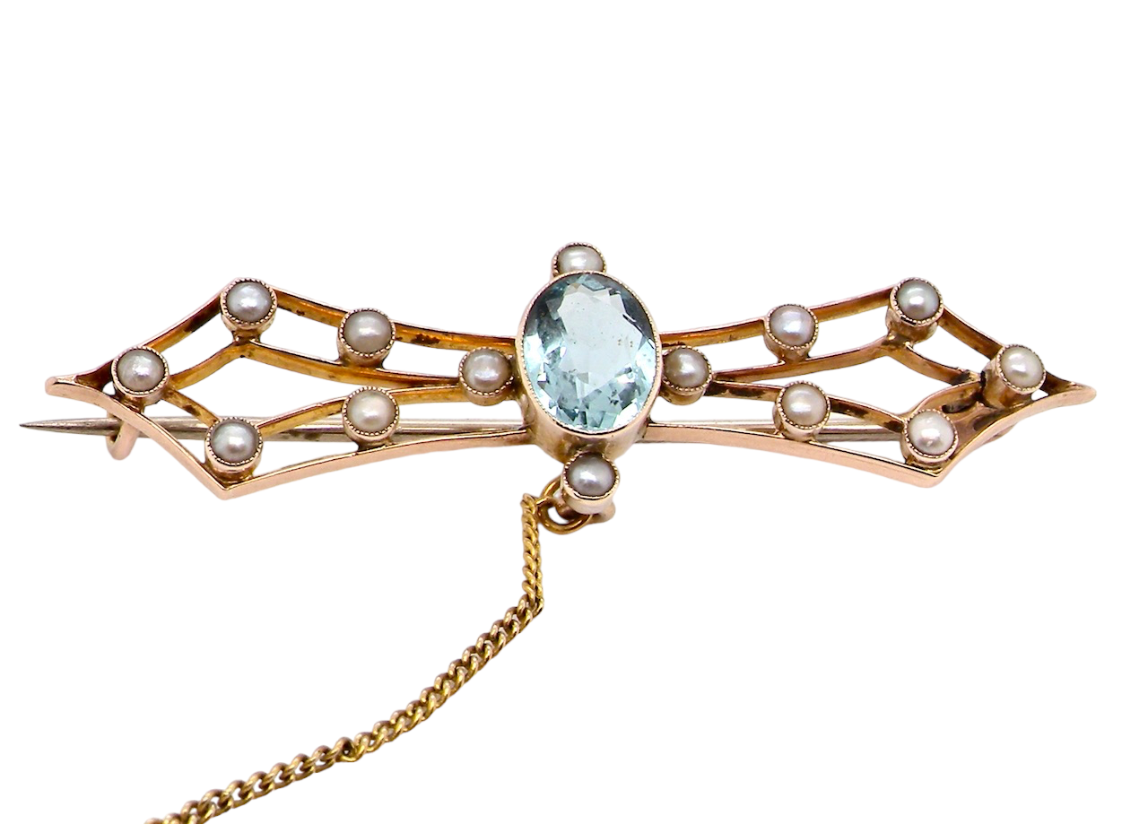 AQUAMARINE BAR BROOCH