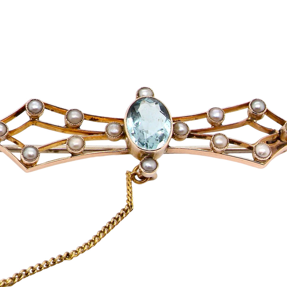 AQUAMARINE BAR BROOCH