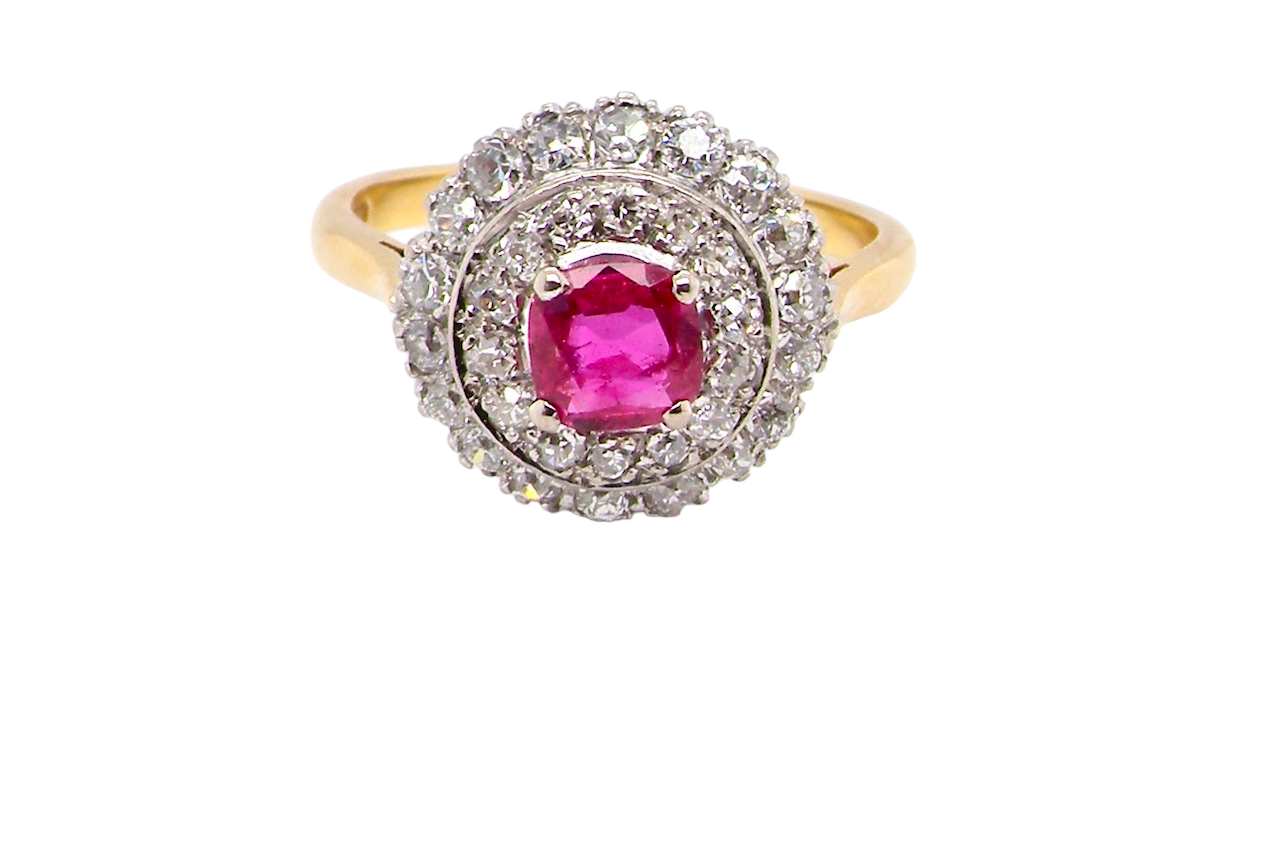 ruby and diamond cluster ring