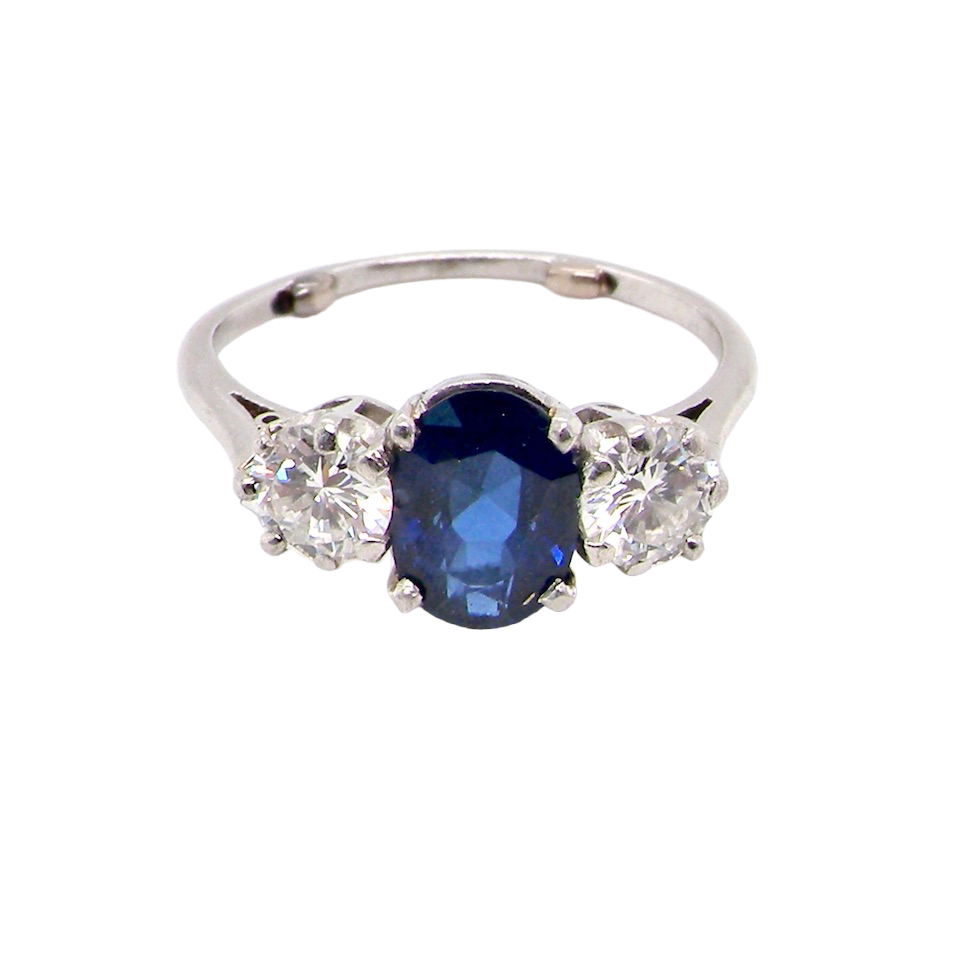 3 stone sapphire and diamond ring