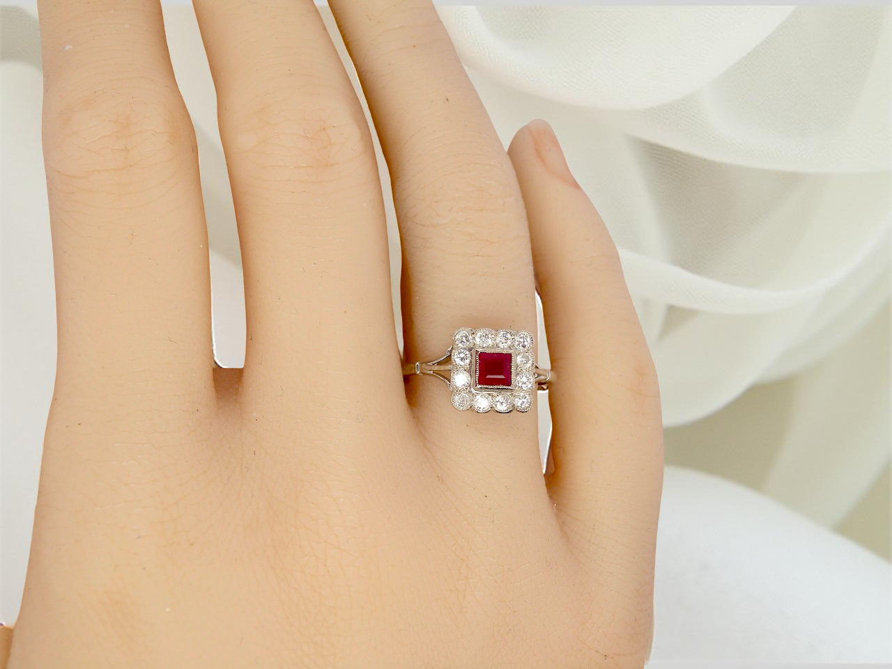 A Ruby and Diamond cluster ring