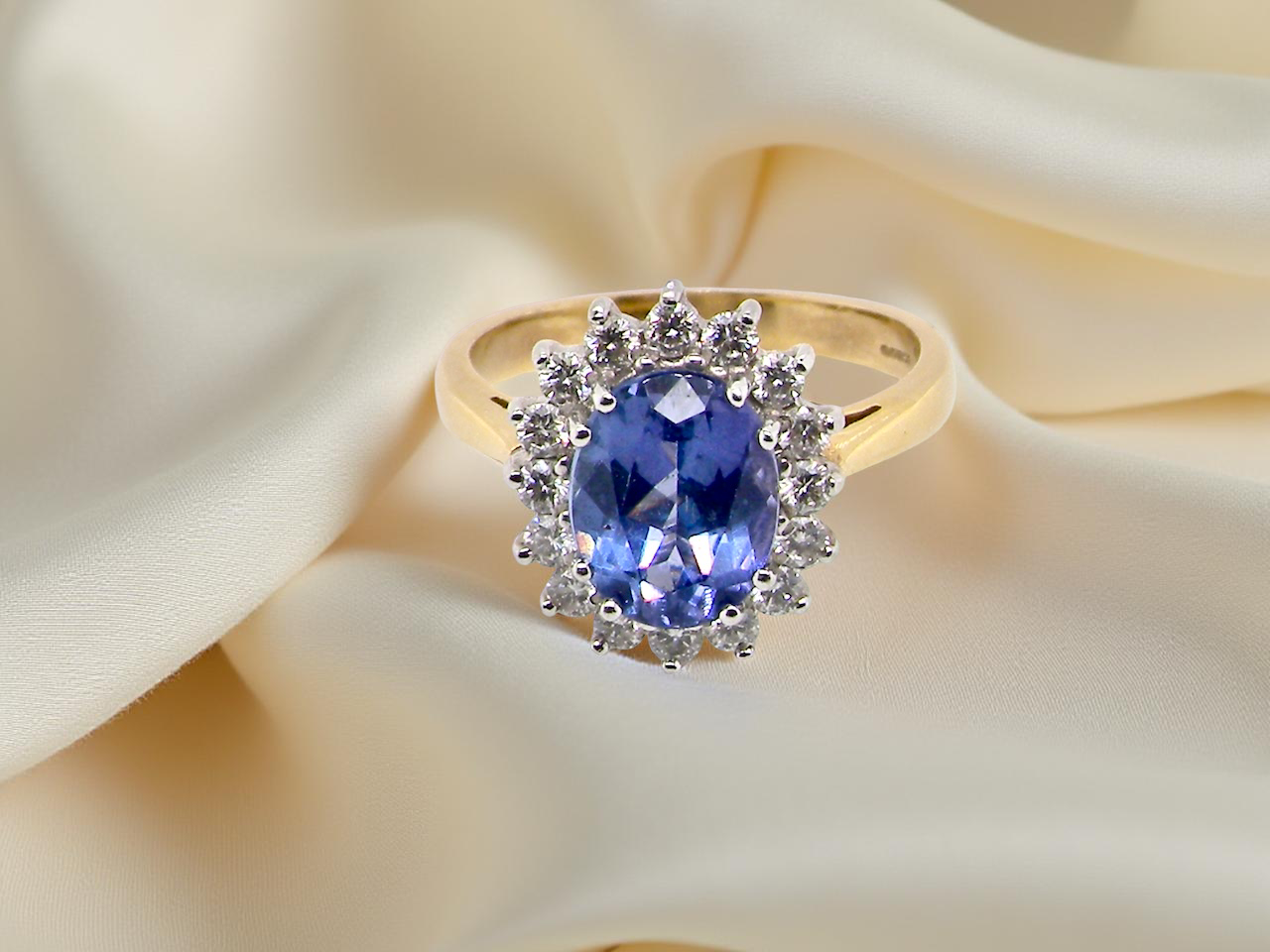 A Tanzanite and Diamond Cluster Ring