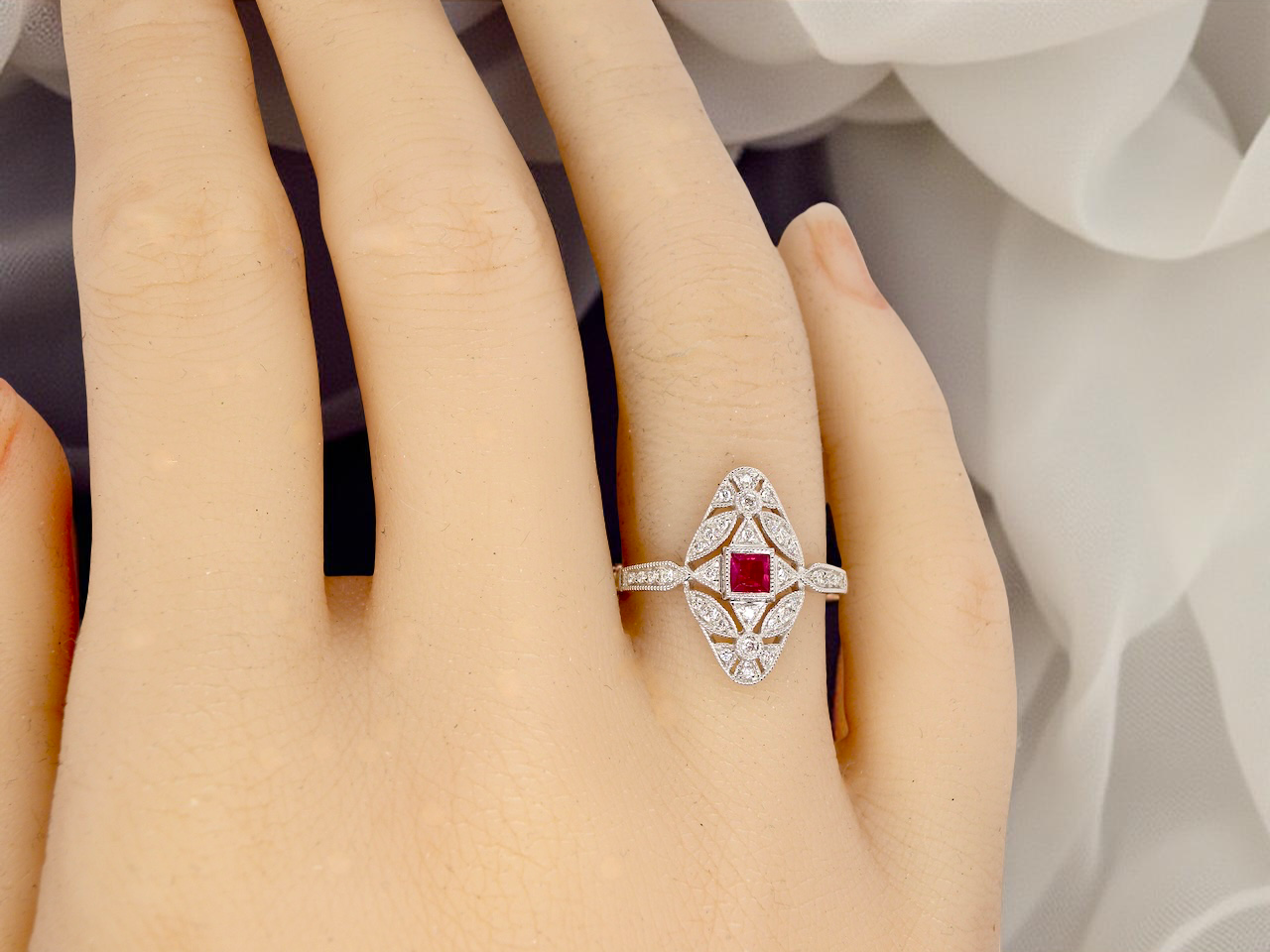An Art Deco style Ruby and Diamond ring